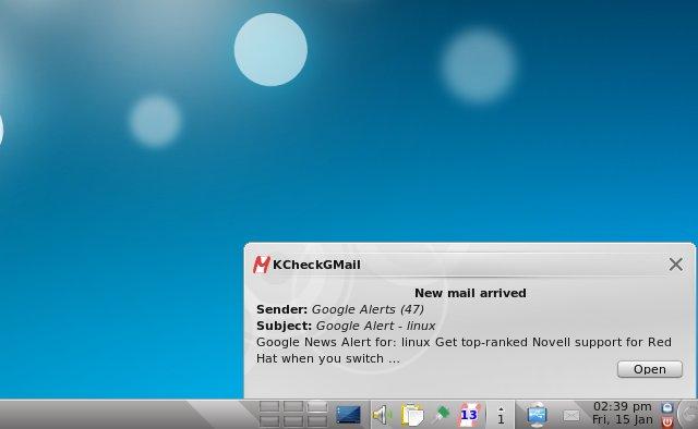 Screenshot of KCheckGMail