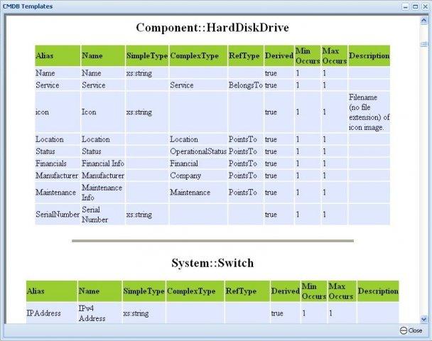 A custom HTML report in OneCMDB