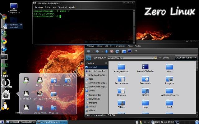 Zero Linux - Menu - Nautilus - Terminal