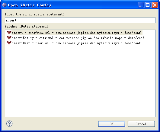 Open IBatis/MyBatis Config Dialog